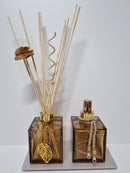 Kit Aromatizador de Ambiente e Home Spray Cubo Âmbar 250ml + Essência