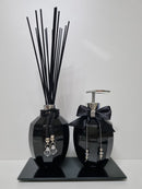 Kit Aromatizador de Ambiente E Saboneteira Ametista Preto  340ml + Essência