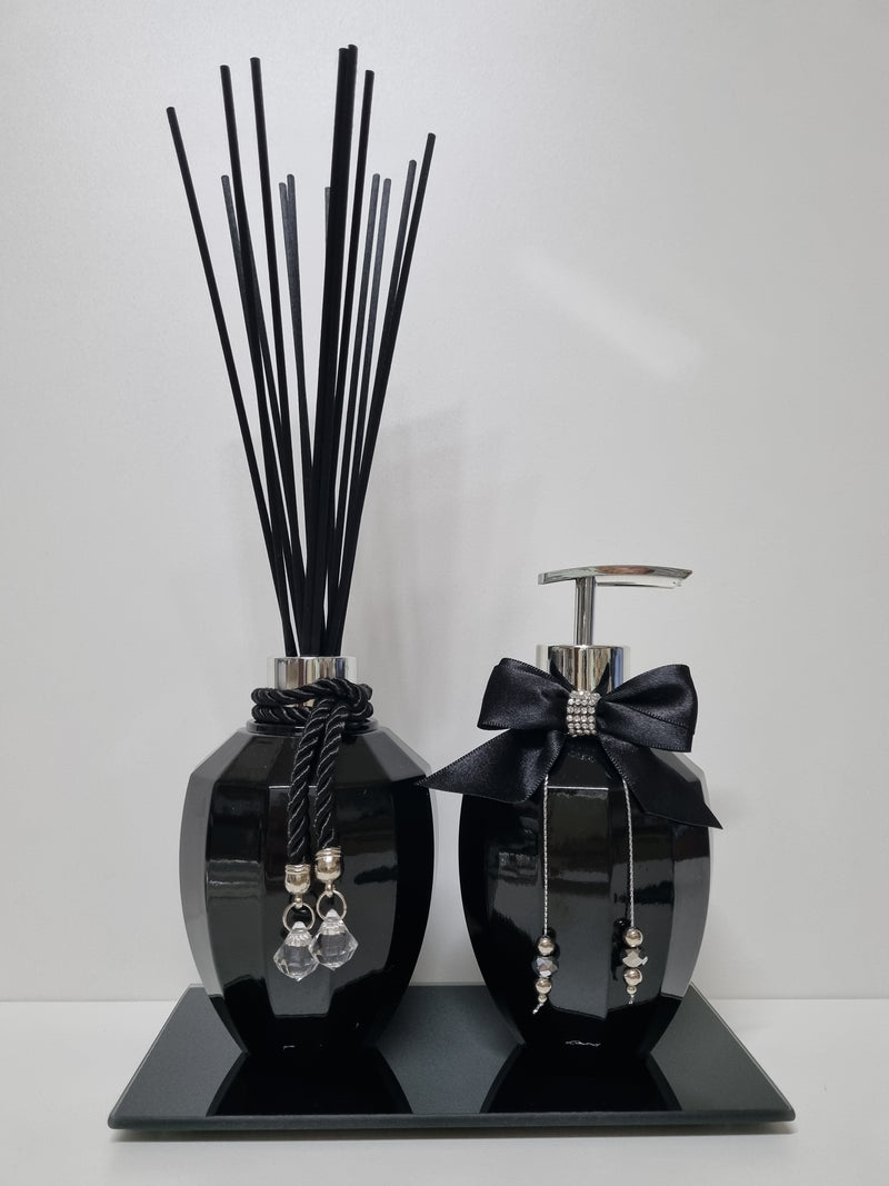 Kit Aromatizador de Ambiente E Saboneteira Preto  340ml